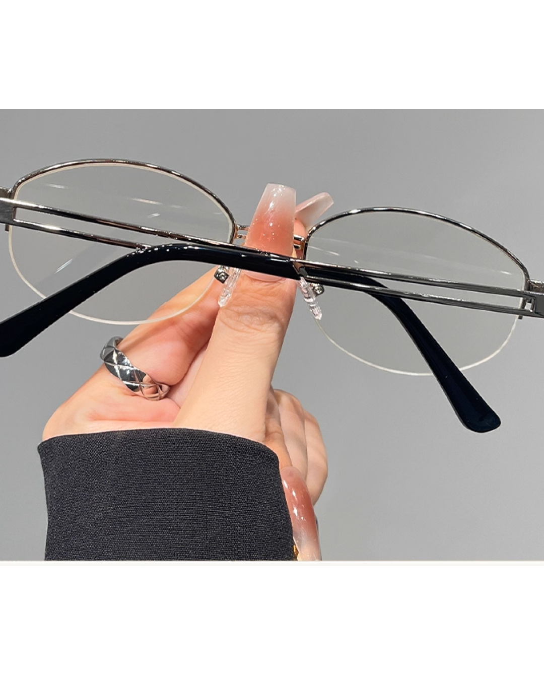 シルバーテンプルメガネ B0026