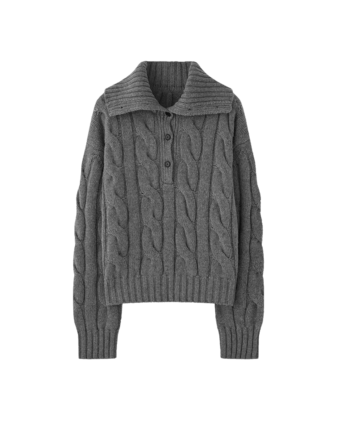 ハイネックボタンケーブルニット B0058