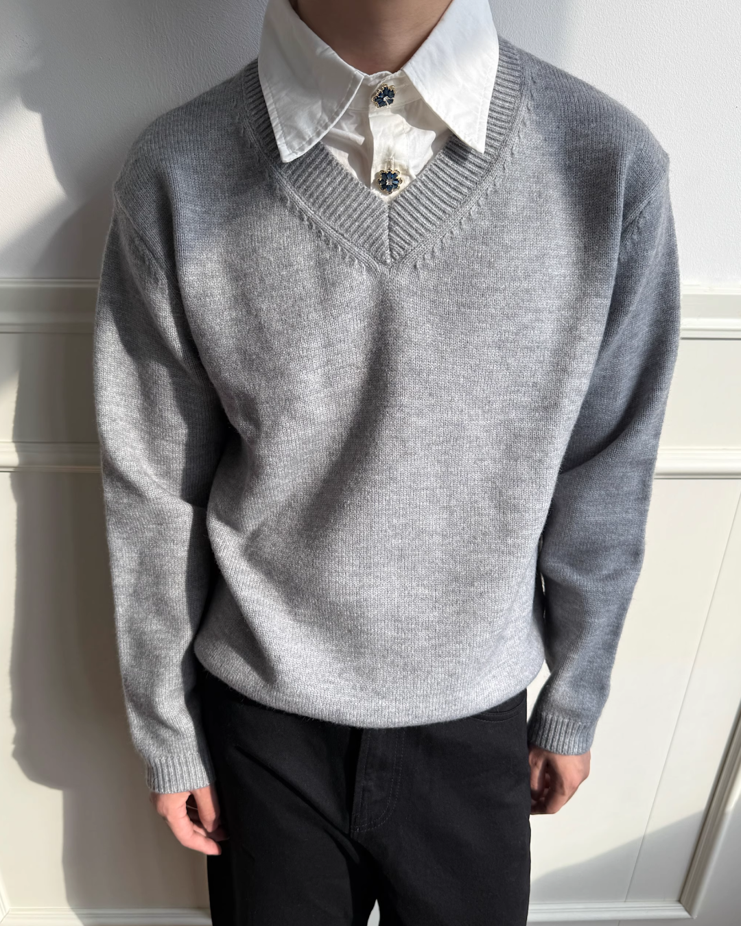 Short-length layered knit shirt B0065