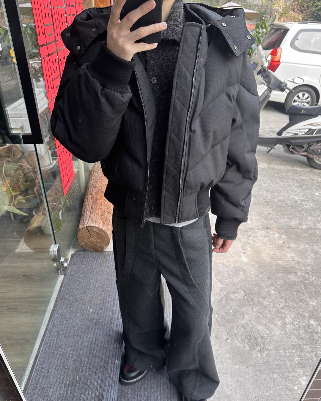 2-way neck button-down jacket B0074