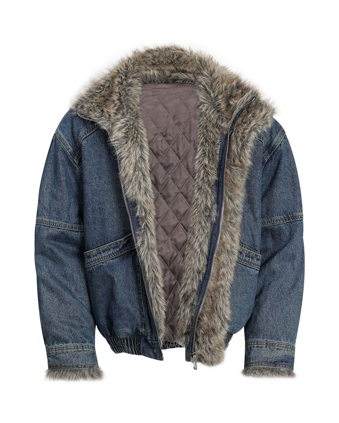 キルティングファーデニムジャケット B0091