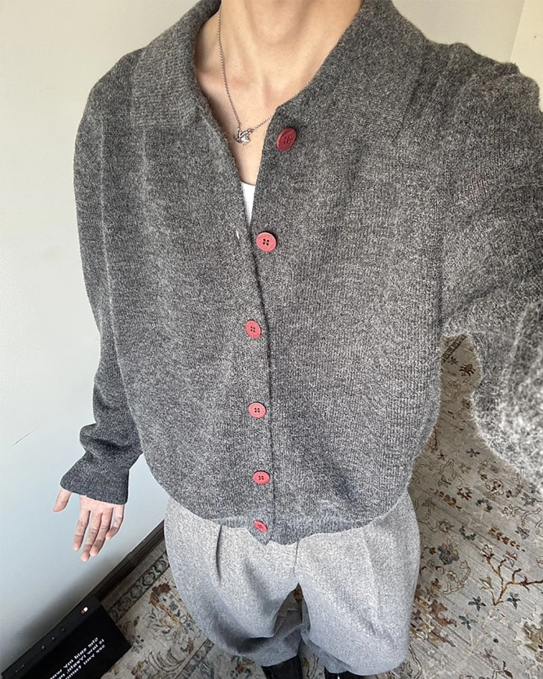 カラーボタンニットシャツ B0099