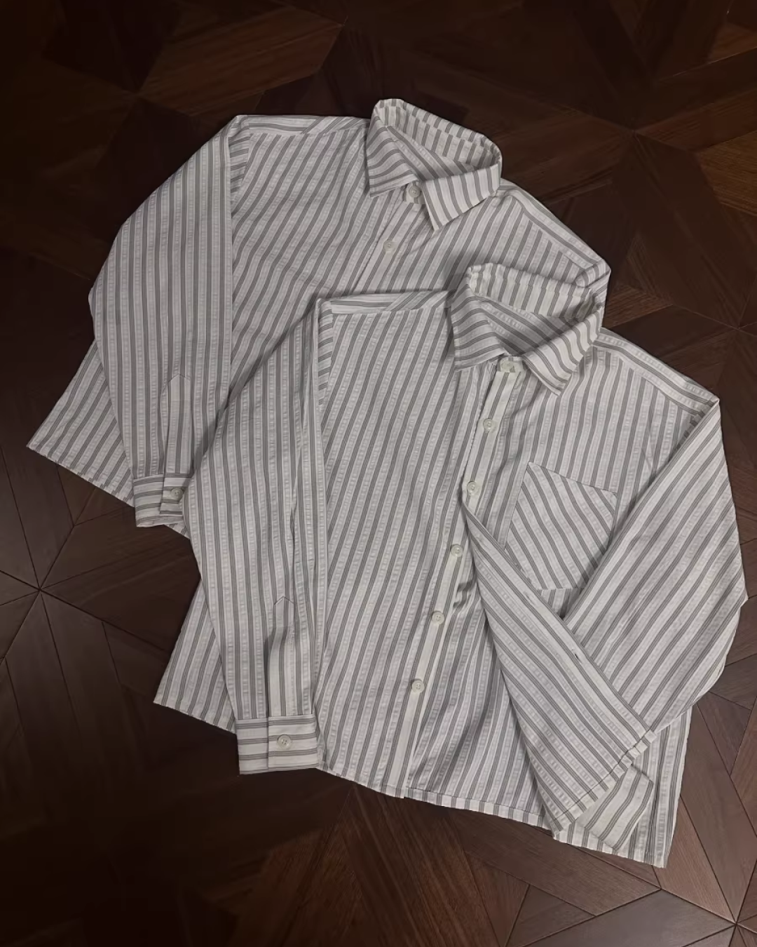 短丈ストライプシャツ B0110
