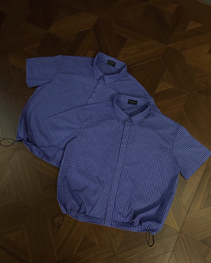 ドローコードブルーチェックシャツ B0008