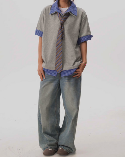 フェイクレイヤードシャツ B0007