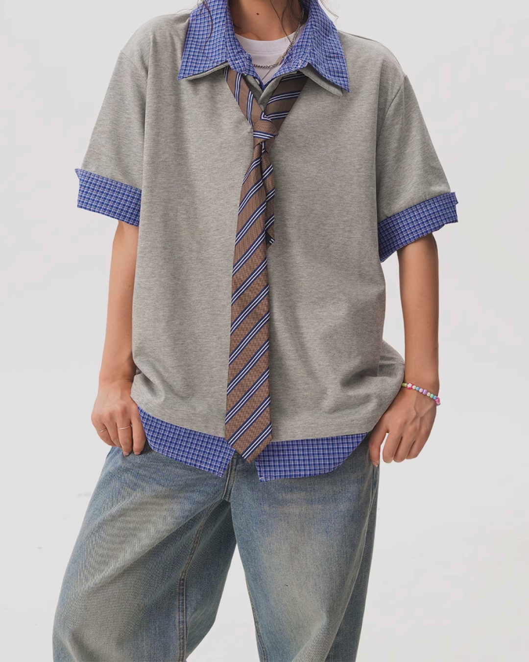 フェイクレイヤードシャツ B0007