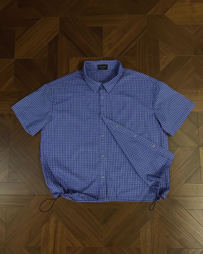 ドローコードブルーチェックシャツ B0008