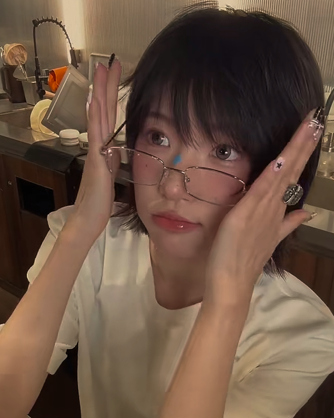 シルバーフレームメガネ B0011