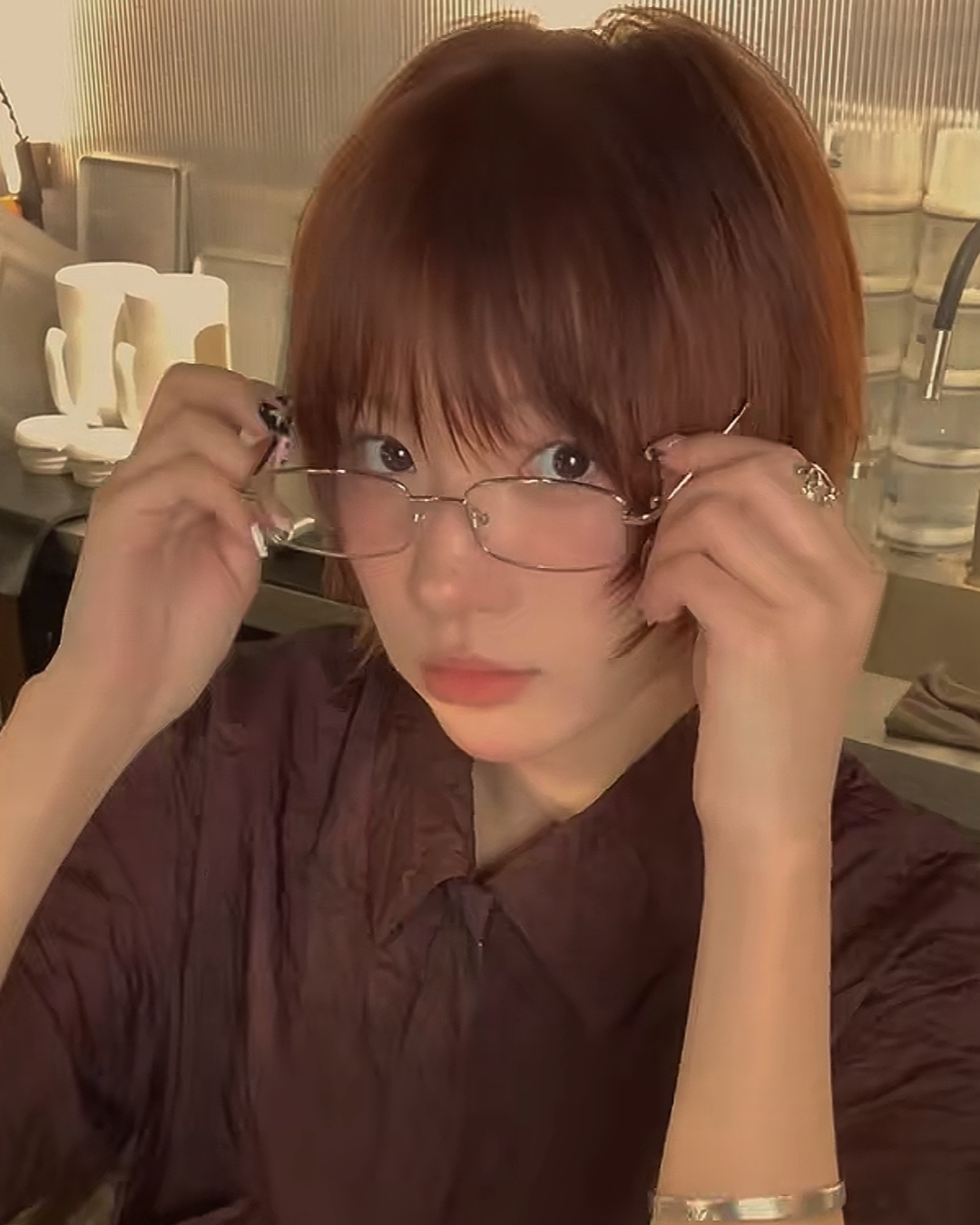 シルバーフレームメガネ B0011