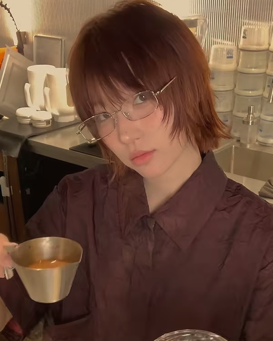 シルバーフレームメガネ B0011