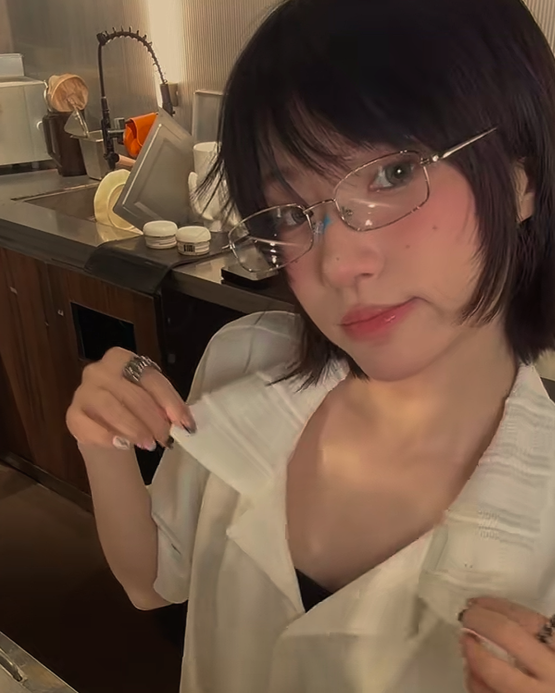 シルバーフレームメガネ B0011