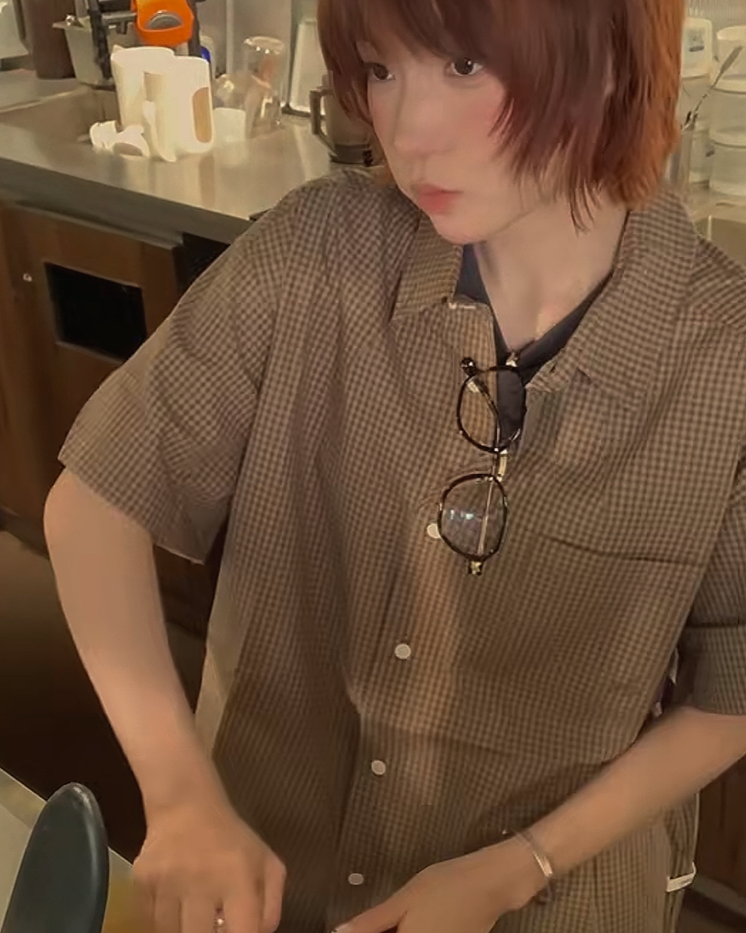 ブラウンチェックシャツ B0012