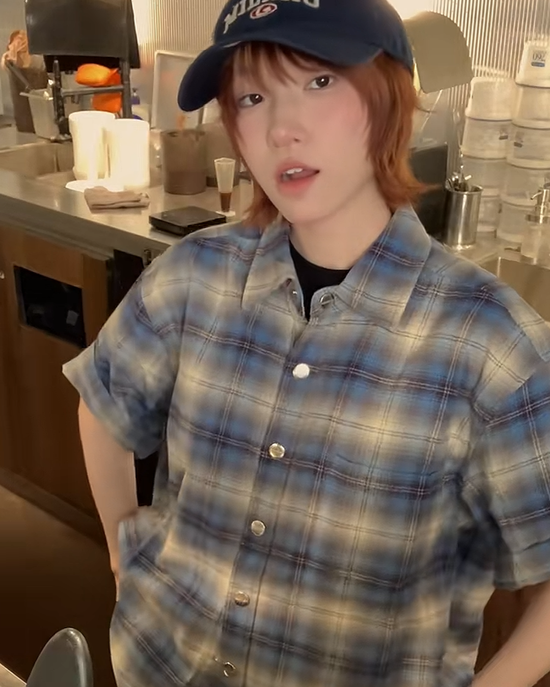 スナップボタンオンブレチェックシャツ B0013