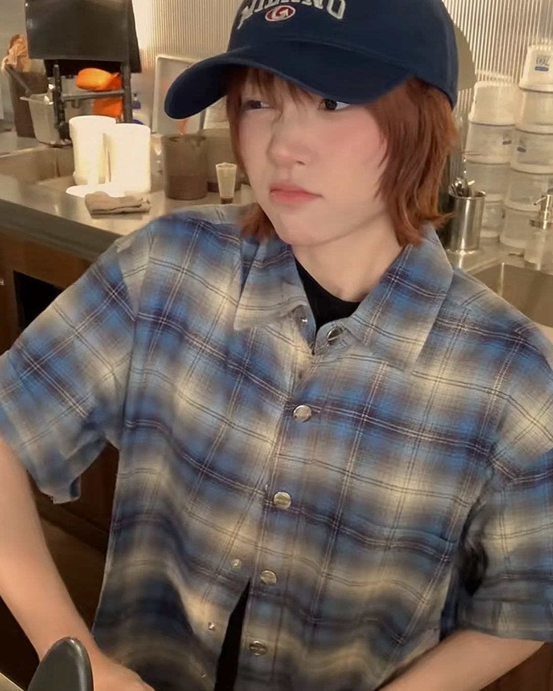 スナップボタンオンブレチェックシャツ B0013