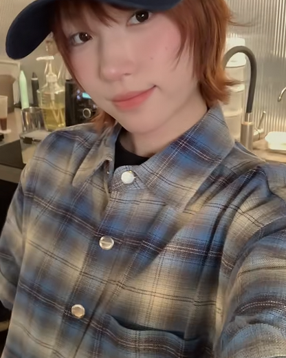 スナップボタンオンブレチェックシャツ B0013