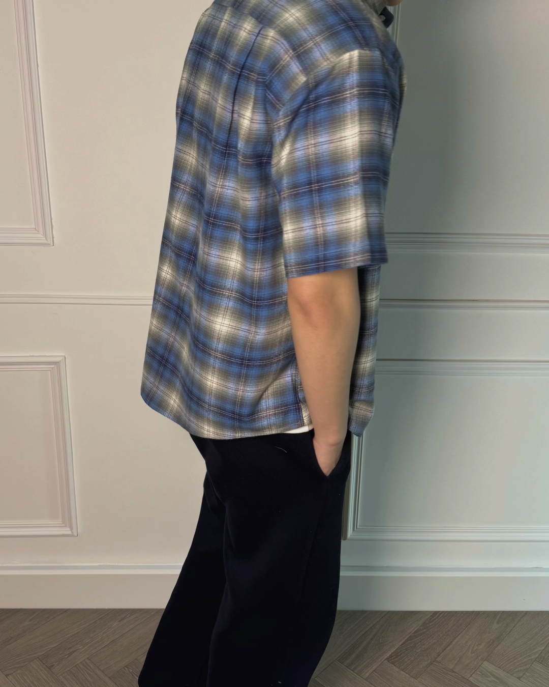 スナップボタンオンブレチェックシャツ B0013