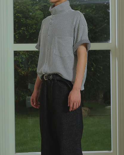 ストライプハイネックシャツ B0017