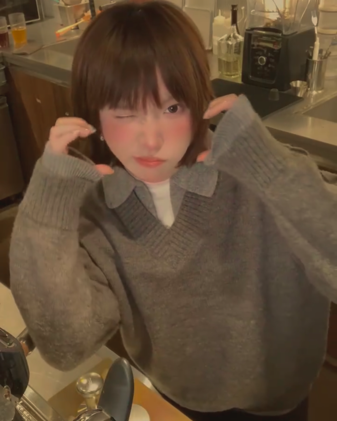 レイヤーカラーニット B0018