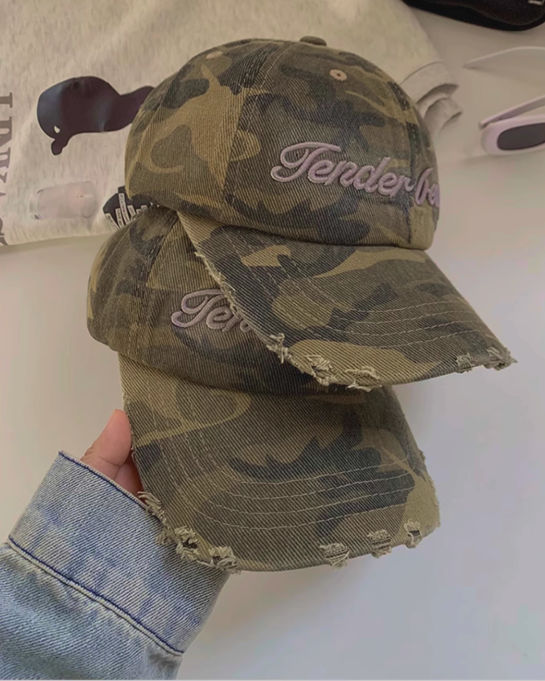 ダメージレタリング迷彩キャップ B0020