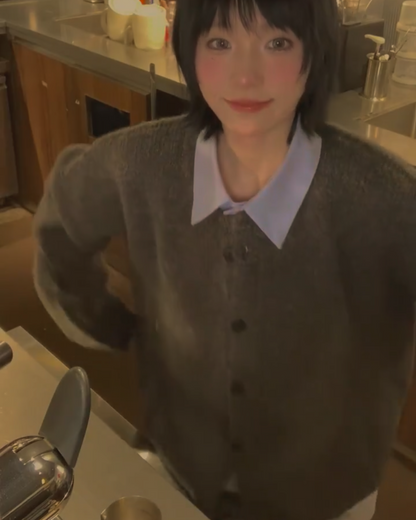 短丈バックプリントカーディガン B0021