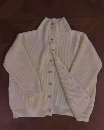 シルバーボタンハイネックニット B0022