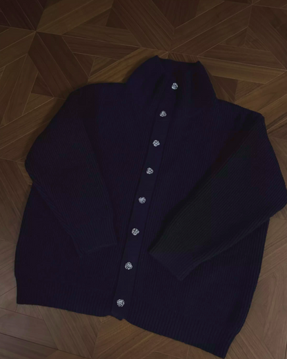 シルバーボタンハイネックニット B0022