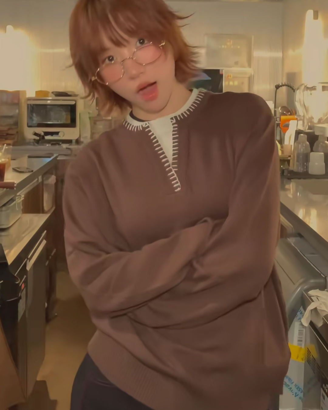 レイヤーネックストリングニットカーディガン B0024