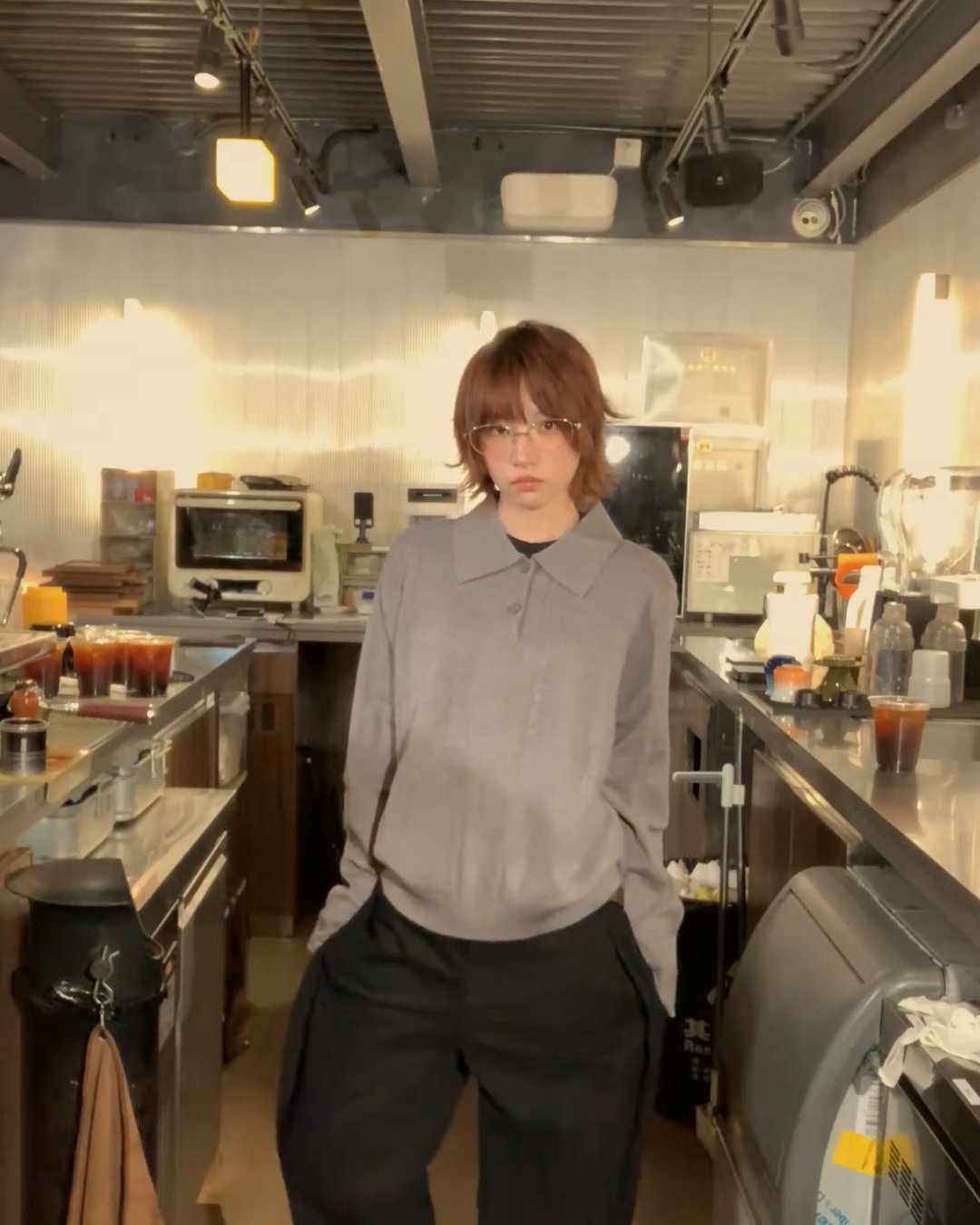 グレーポロニット B0028