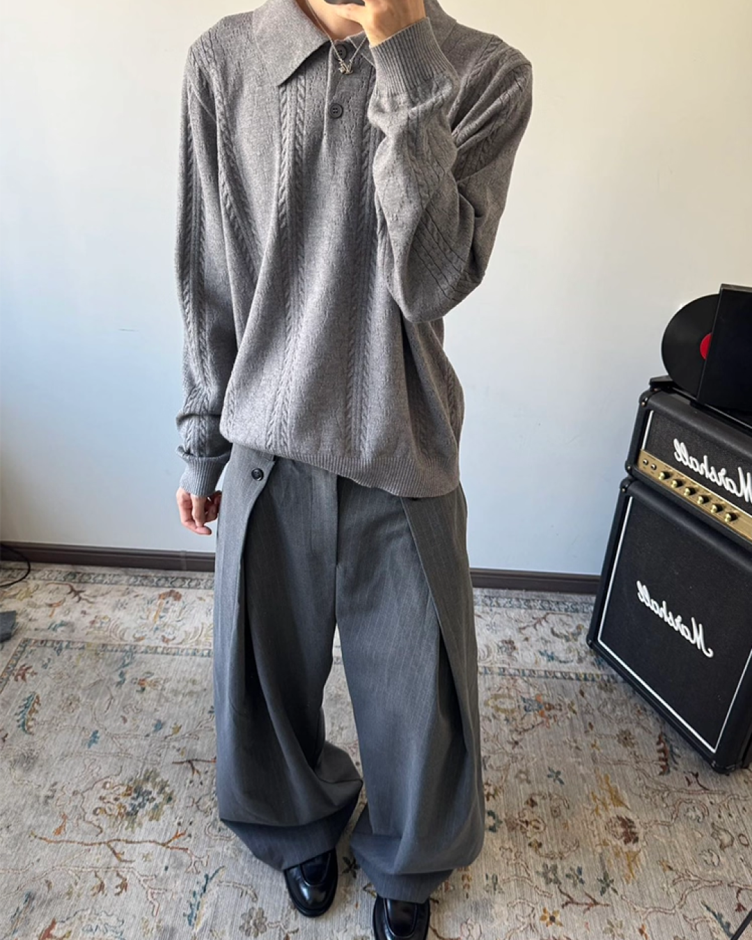 グレーポロニット B0028