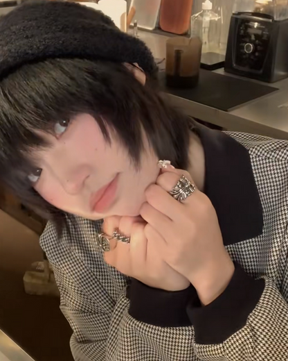 千鳥柄比翼ボタンポロスウェット B0031