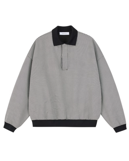 千鳥柄比翼ボタンポロスウェット B0031