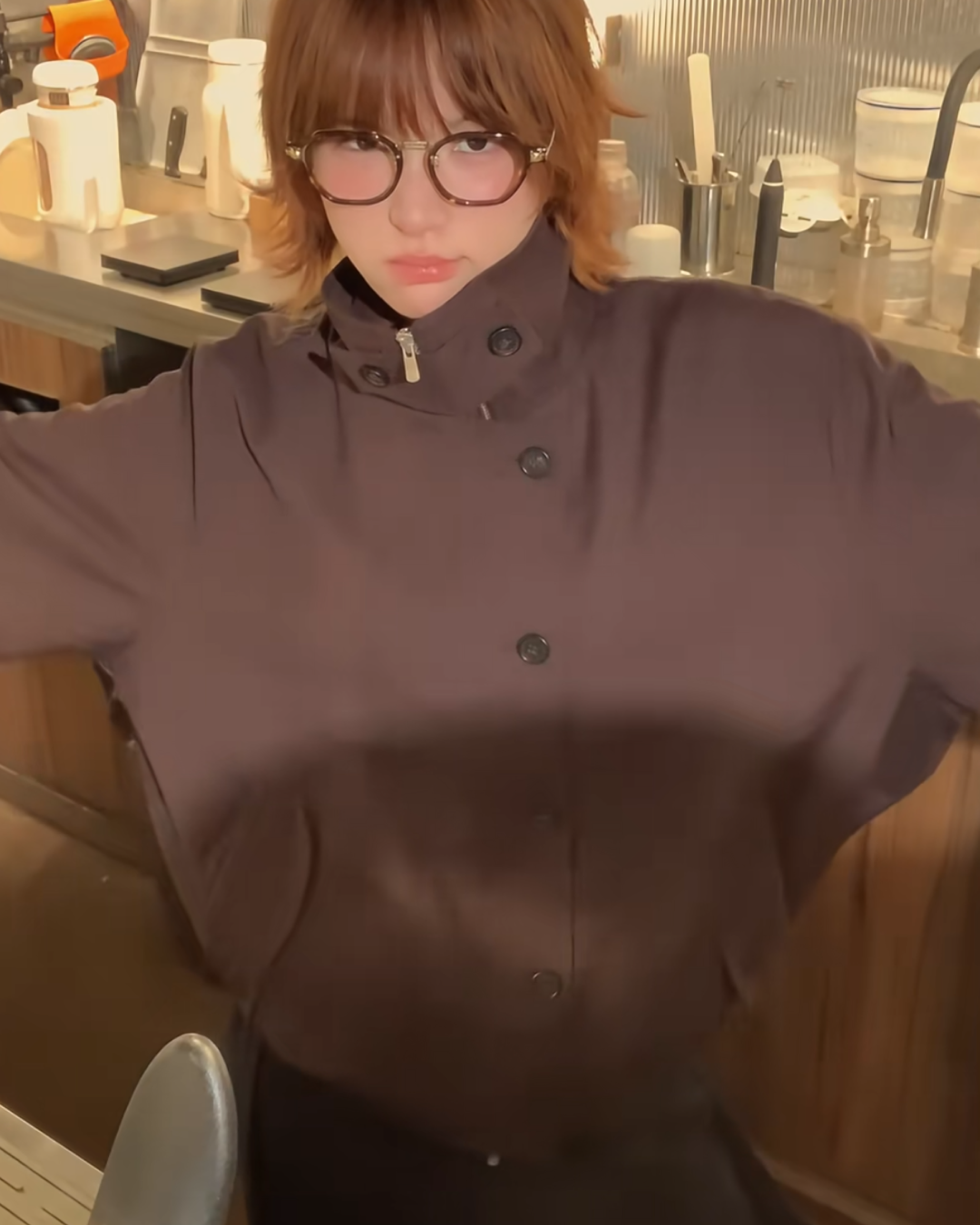 ハイネックボタンアウター B0035