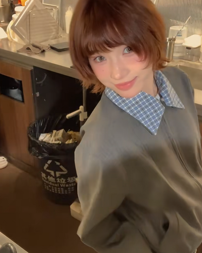 ショート丈カラー切り替えジップジャケット B0037