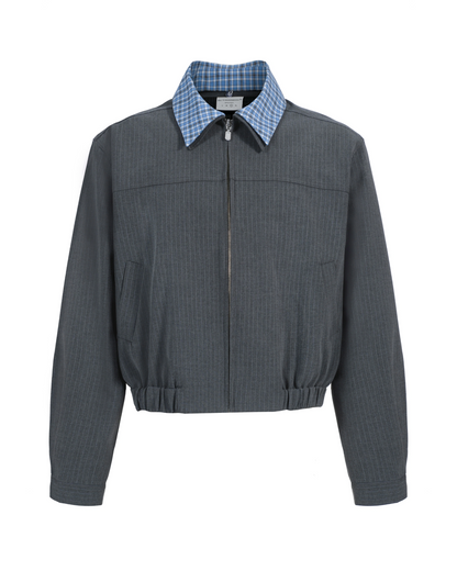 ショート丈カラー切り替えジップジャケット B0037