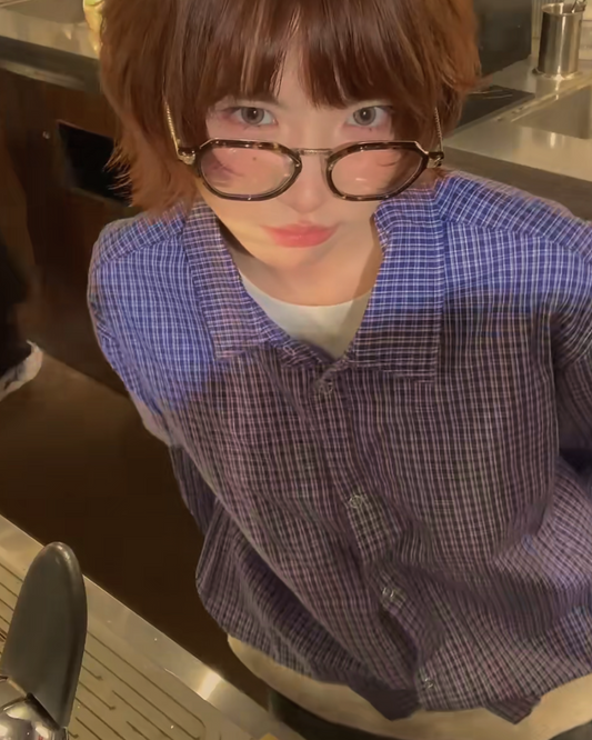 ロングスリーブドローコードブルーチェックシャツ B0038