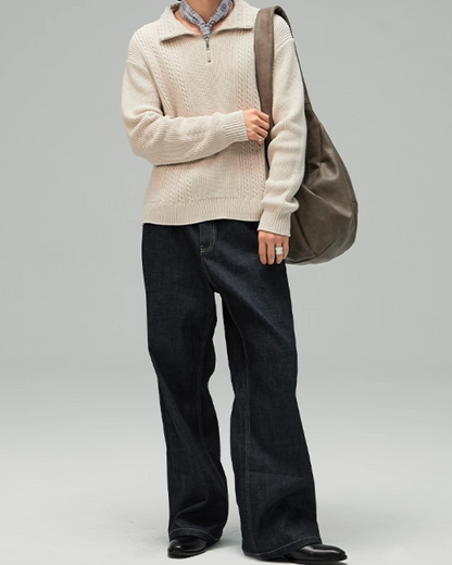 ケーブルハーフジップニット B0045