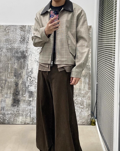 ネック切り替えチェックジップジャケット B0046