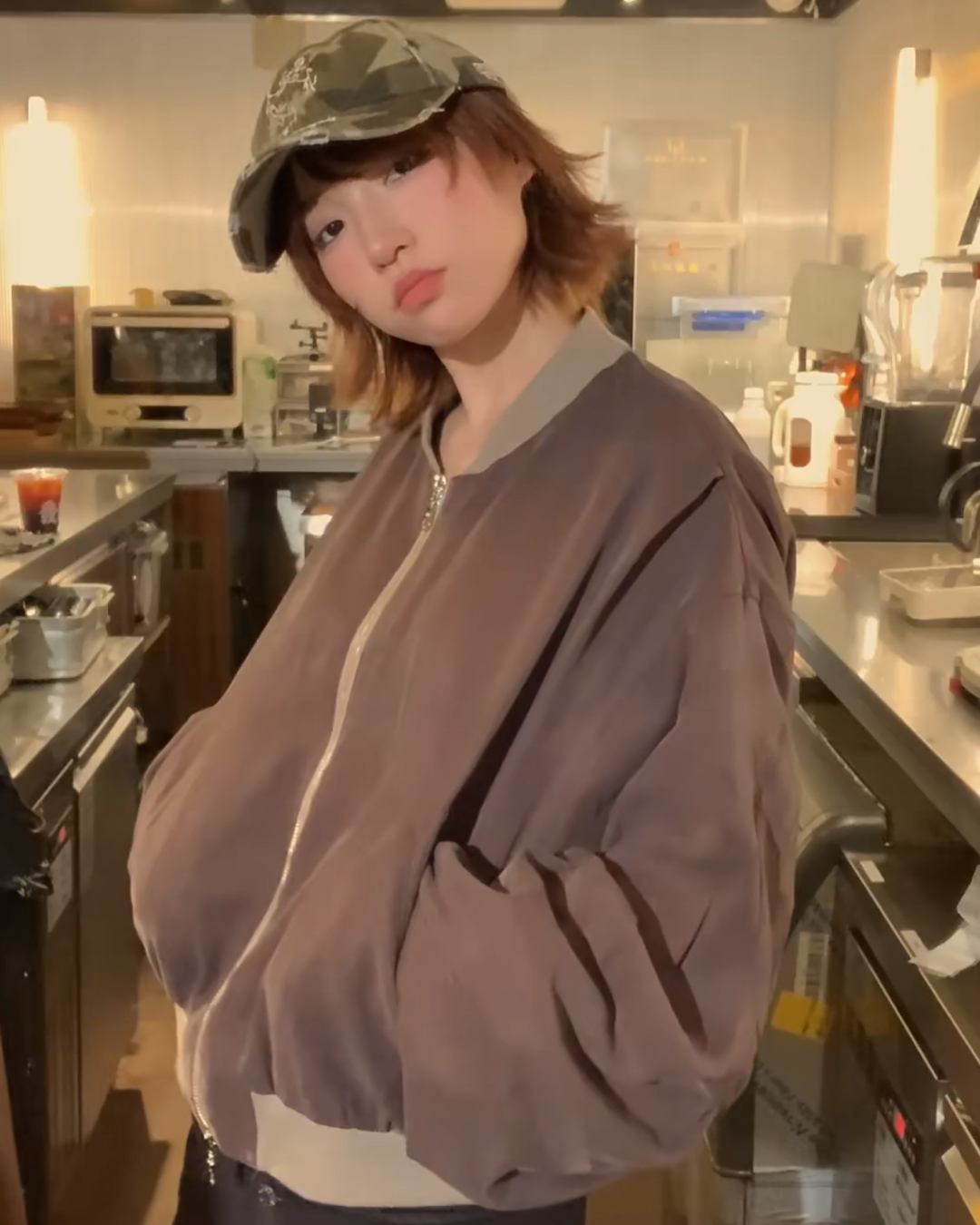 バイカラーショート丈ジップジャケット B0048