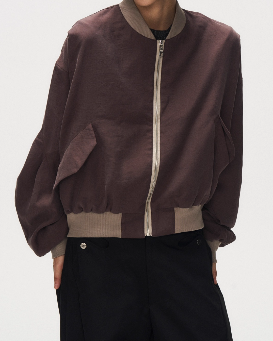 バイカラーショート丈ジップジャケット B0048