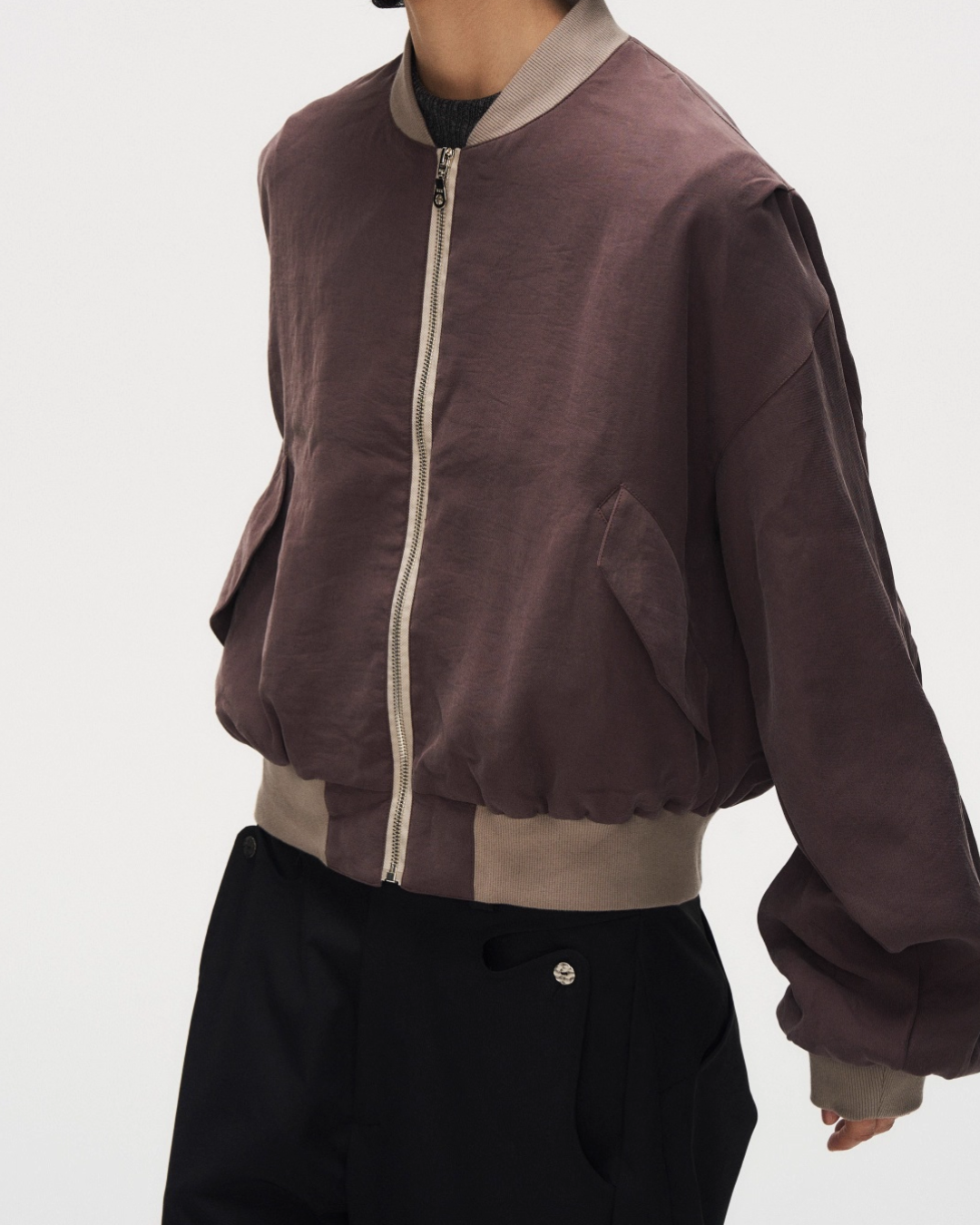 バイカラーショート丈ジップジャケット B0048