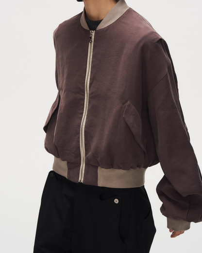 バイカラーショート丈ジップジャケット B0048