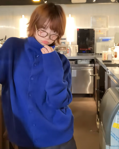 ハイネックボタンニット B0050