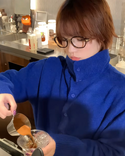 ハイネックボタンニット B0050