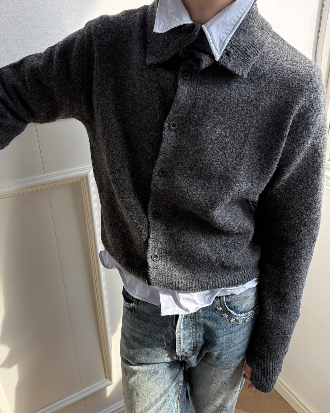 ハイネックボタンニット B0050