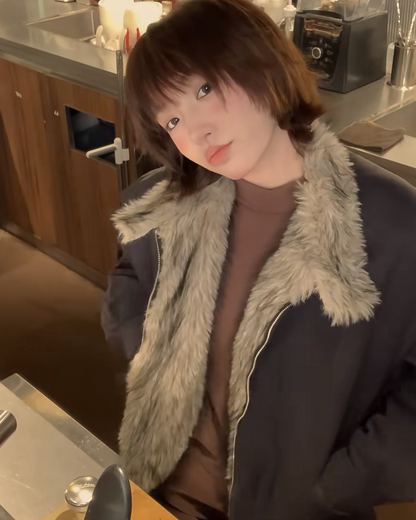 ハイネックジップファージャケット B0051