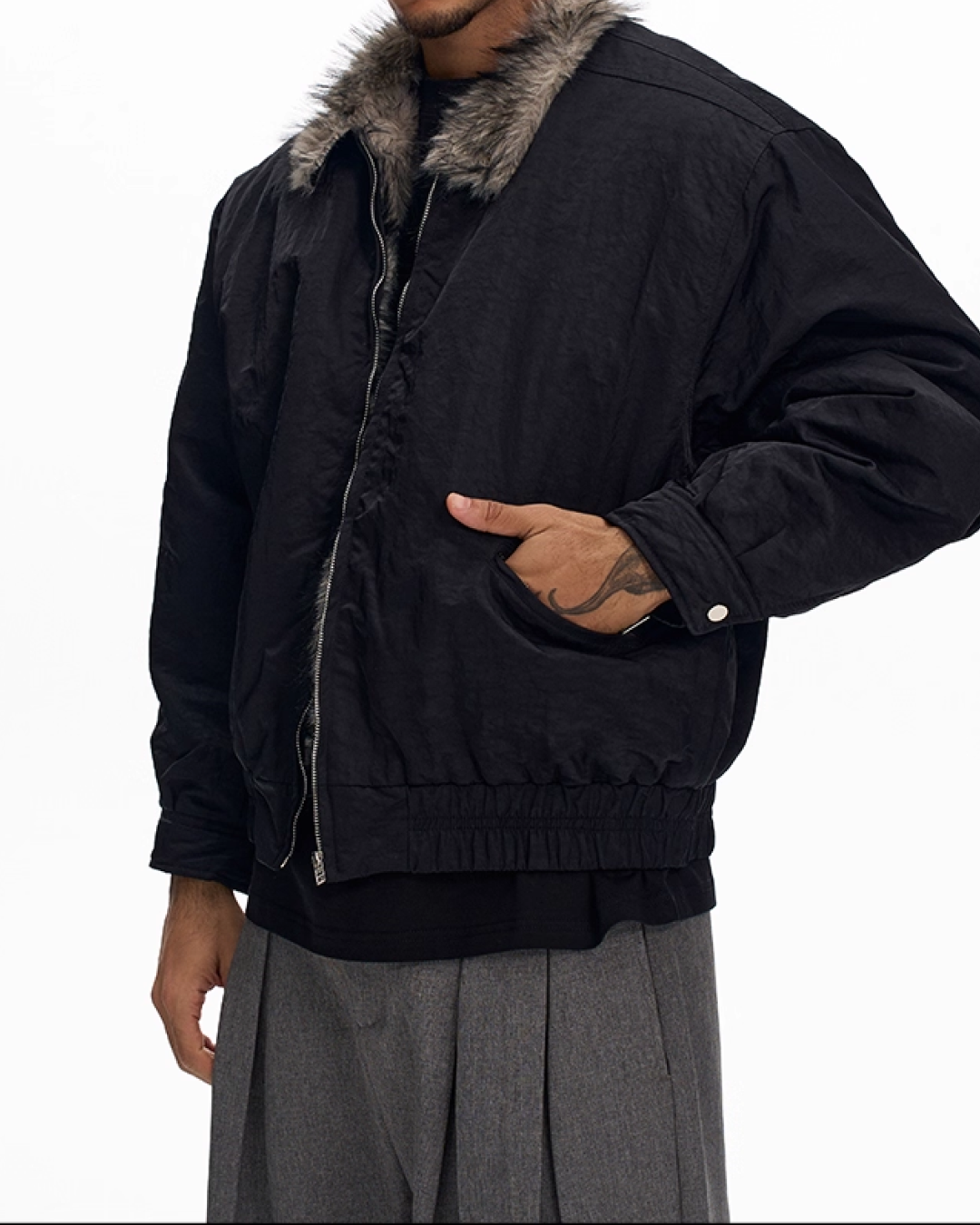 ハイネックジップファージャケット B0051