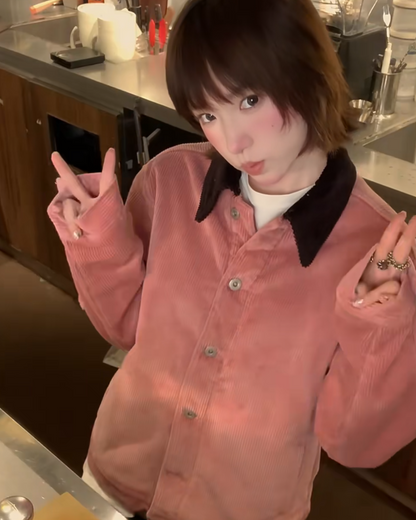 短丈カラーコーデュロイジャケット B0052