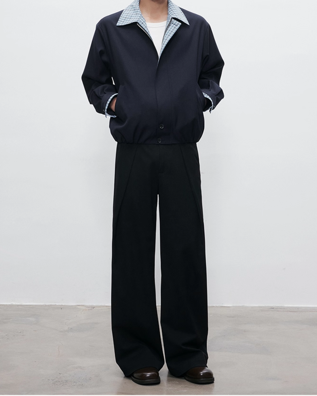 短丈切り替え比翼ジップジャケット B0060