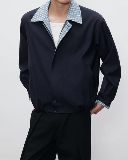 短丈切り替え比翼ジップジャケット B0060