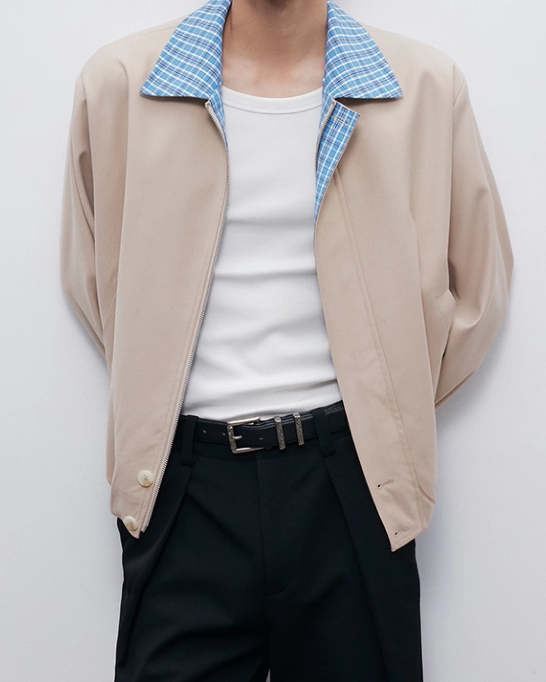 短丈切り替え比翼ジップジャケット B0060